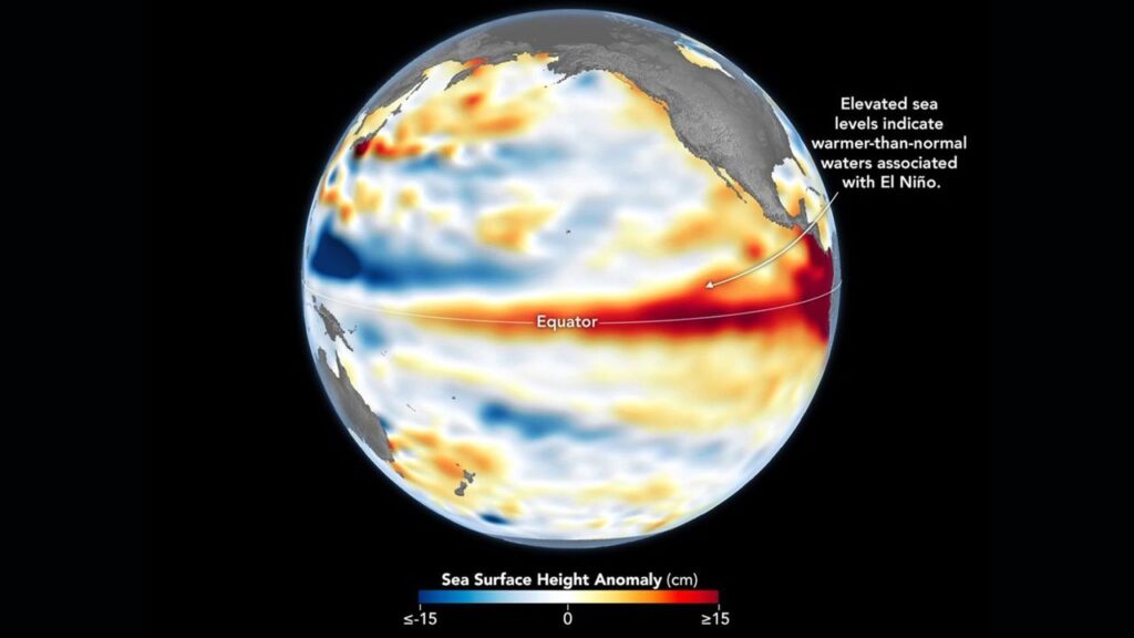 A NASA műholdja több száz kilométeres melegvíz-hullámot rögzített az El Niño előtt